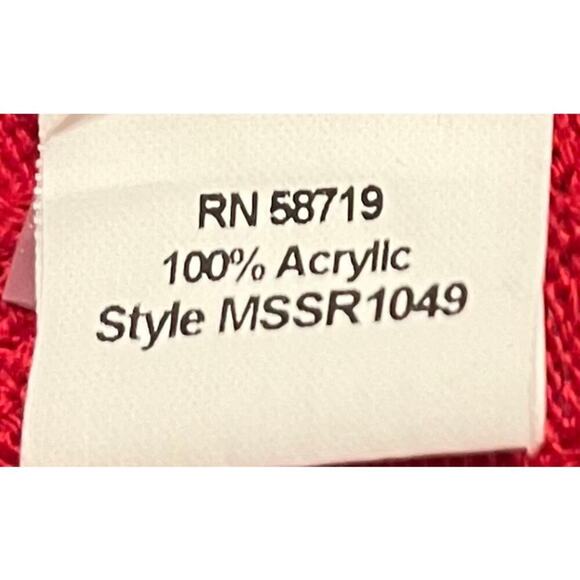 NOTATIONS LONG SLEEVE, OPEN FRONT, ACRYLIC SWEATER, WOMENS, M, RED, NO BUTTONS - Picture 10 of 11